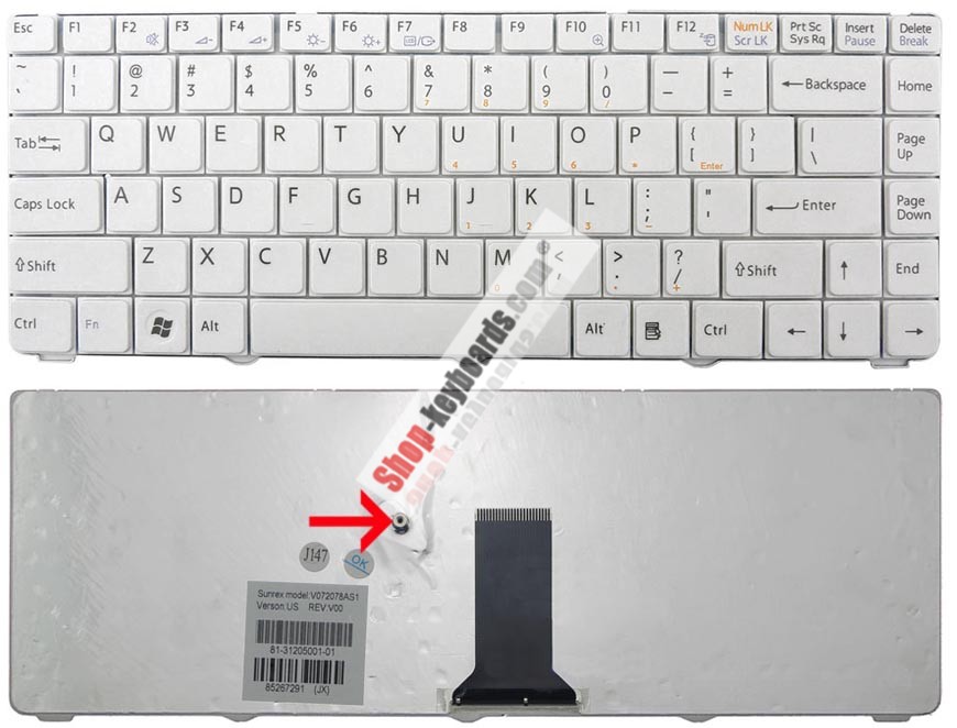 Sony VAIO VGN-NR120ES Keyboard replacement