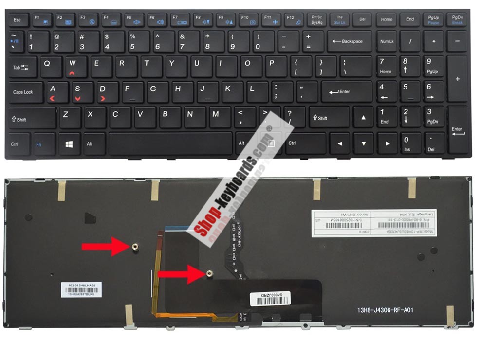 Clevo MP-13H86E0J430B6 Keyboard replacement