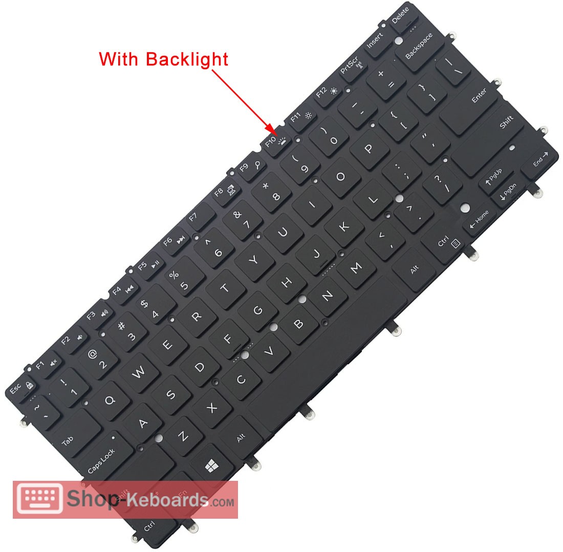 thumbnail image 2 of New US Layout Laptop Backlit Keyboard (without Frame) For Dell Inspiron P57G P57 2 of 9