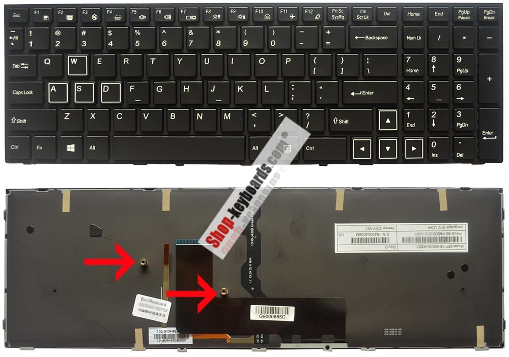 Clevo MP-13H86I0J430B6 Keyboard replacement