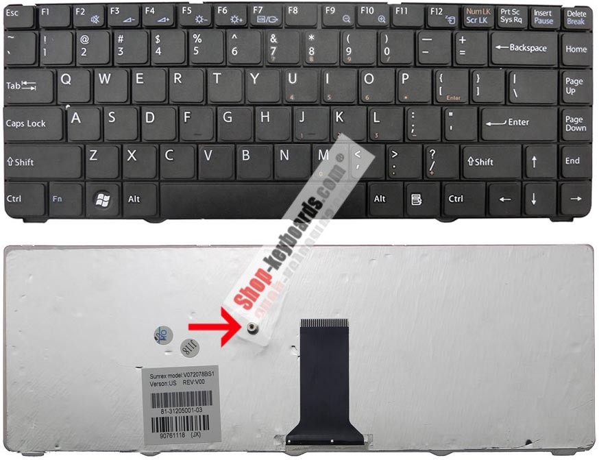Sony VAIO VGN-NR115ET Keyboard replacement