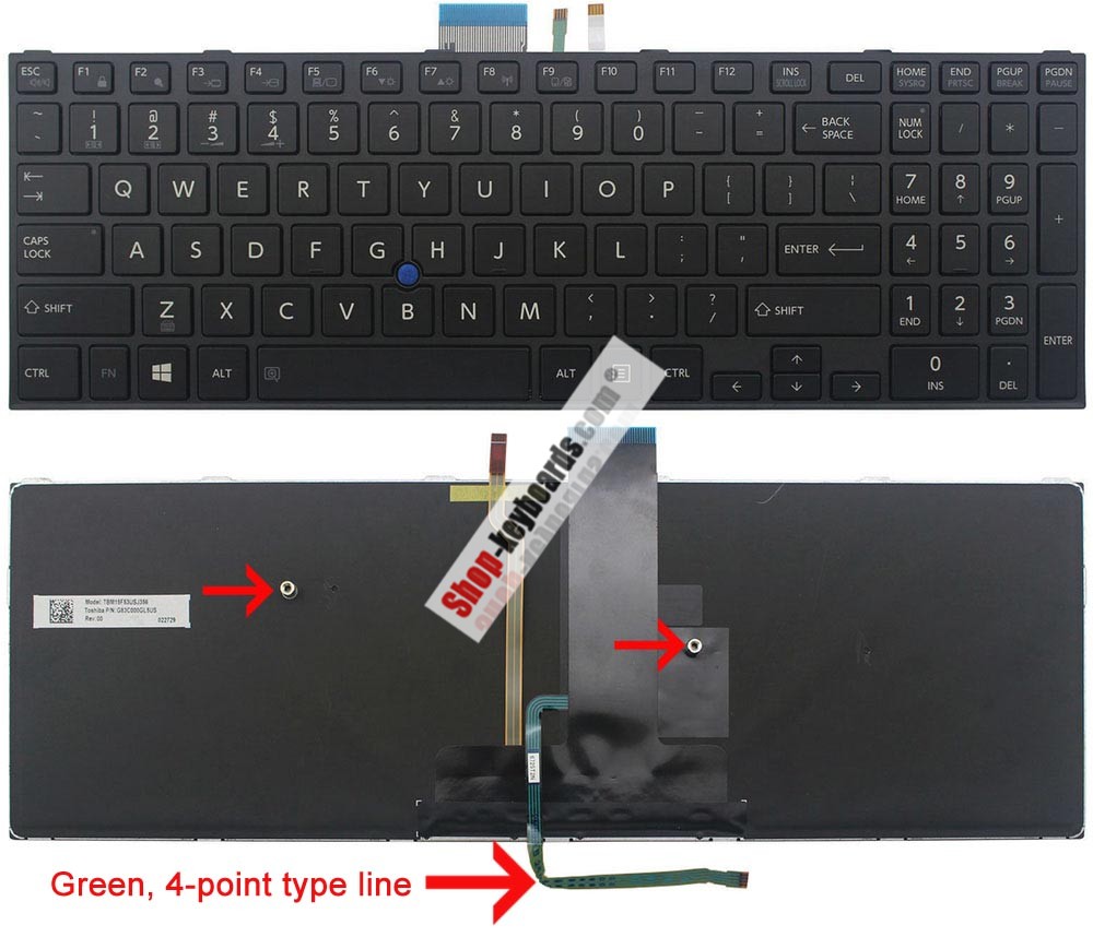 Toshiba SATELLITE PRO A50-C-20C PS57DE-01901MEP Keyboard replacement