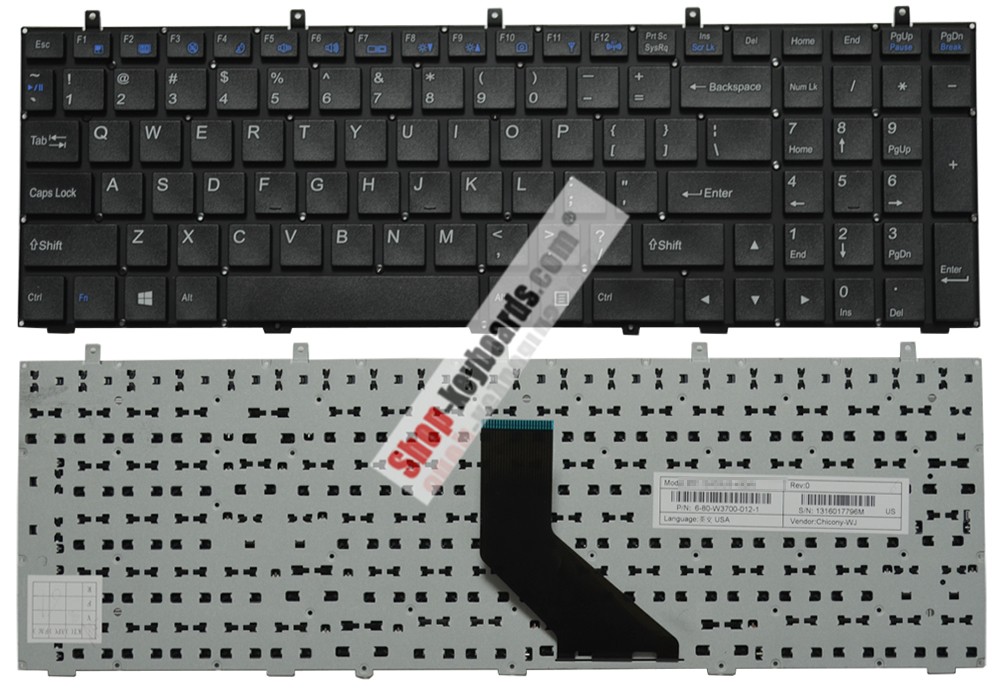 Clevo MP-12A33US-4301W Keyboard replacement