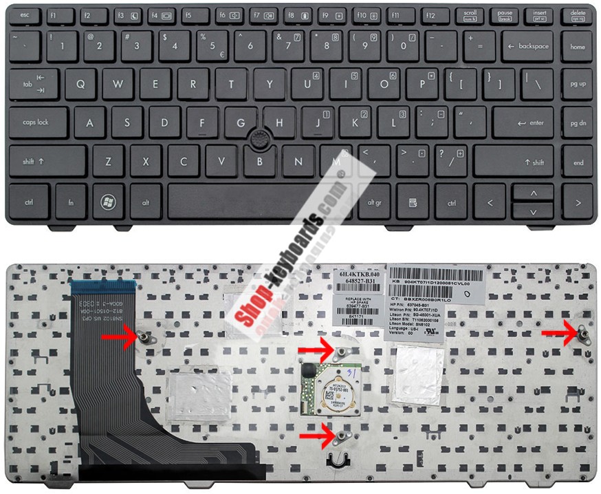 HP 90.4KT07.U0J  Keyboard replacement