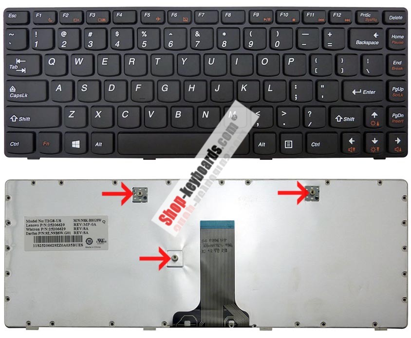 Lenovo 9Z.N5tsw.G0r Keyboard replacement