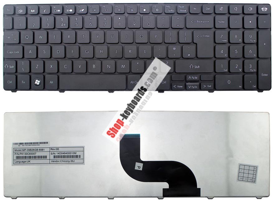 Packard Bell 9Z.N1H82.30G Keyboard replacement